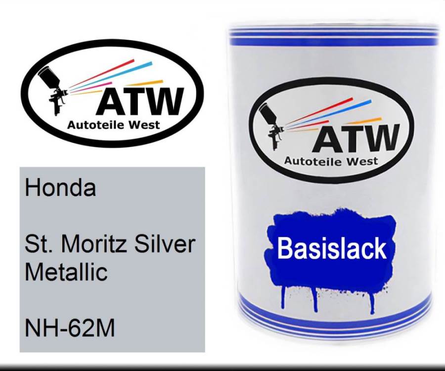 Honda, St. Moritz Silver Metallic, NH-62M: 500ml Lackdose, von ATW Autoteile West.